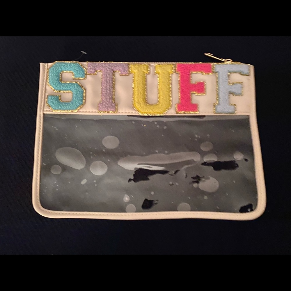 Clear Flat Pouch “STUFF” letter patches
